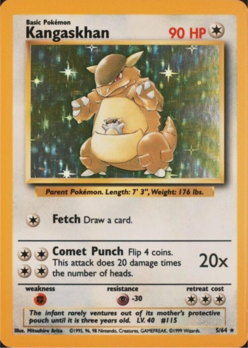 1999 POKEMON JUNGLE #5 KANGASKHAN-HOLO NO SYMBOL ERROR LP-